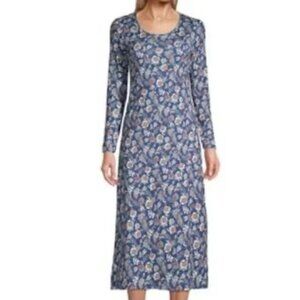 Lands' End Women's Supima Cotton Long Sleeve Midcalf Nightgown, NWT